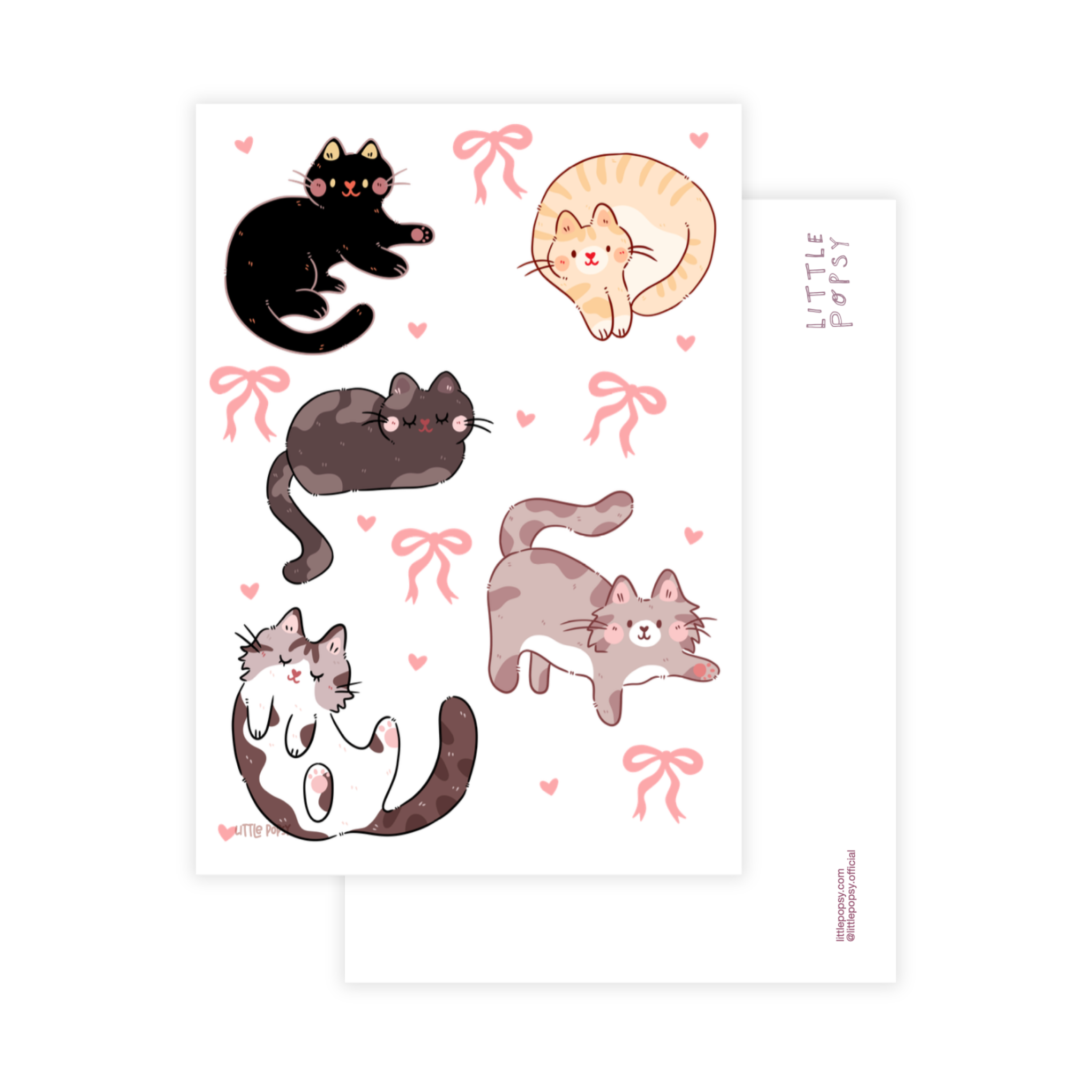 Little Popsy illustrated cute, cat postcard "Coquette"