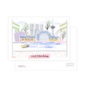 Illustrated Rotterdam postcard showing skyline and iconic landmarks