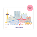 Little Popsy illustrated art print of the Rotterdam Skyline